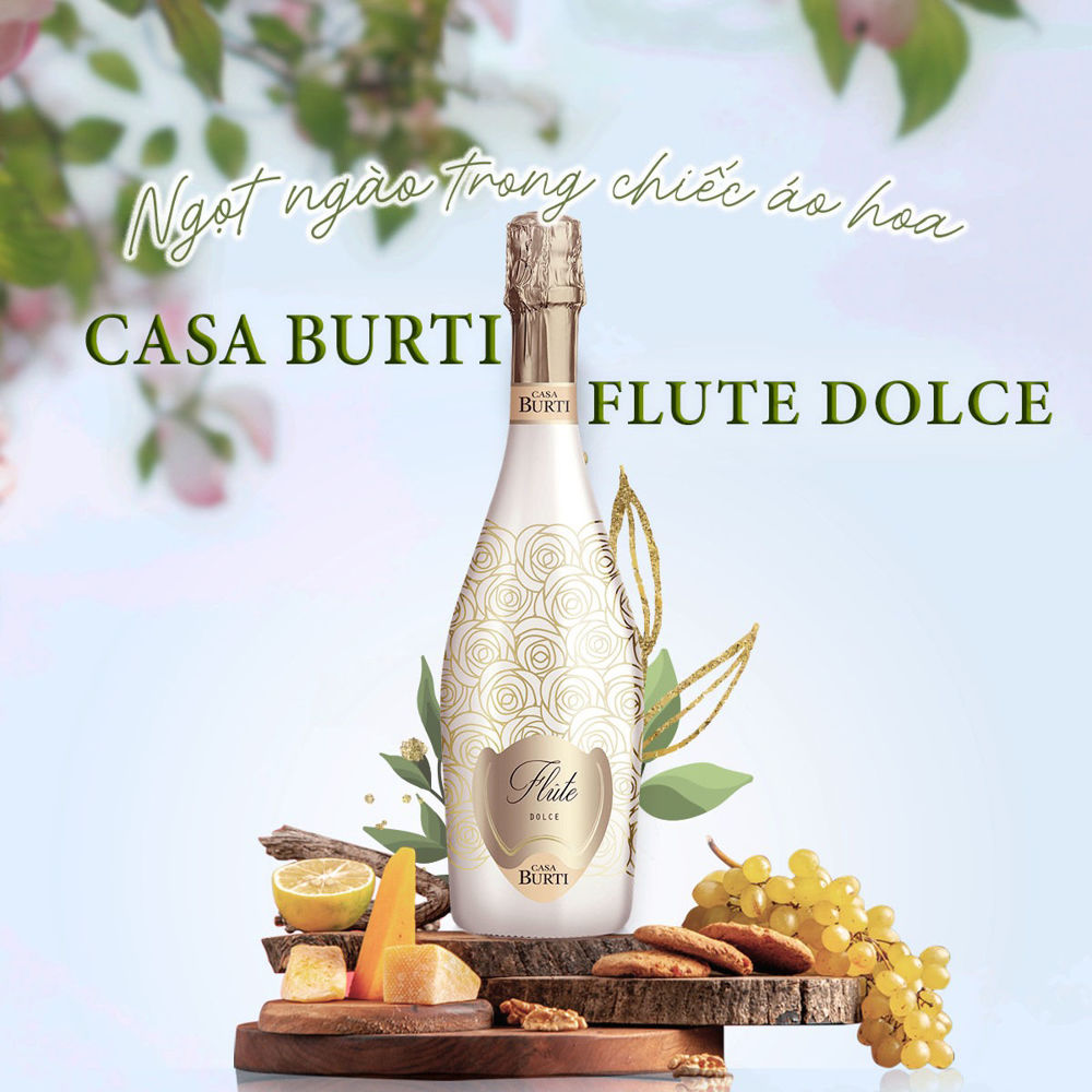 vang nổ, sparkling wine, cuvee, casa burti flute dolce, rượu vang nhập khẩu chính hãng, vang nhập giá rẻ, shop rượu 74